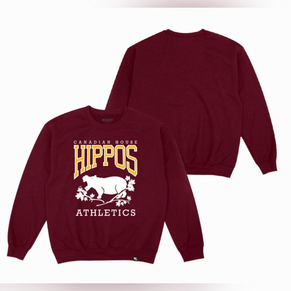 Retrokid x Retrontario Maroon Canadian House Hippo Athletics Sweatshirt NEW 3X